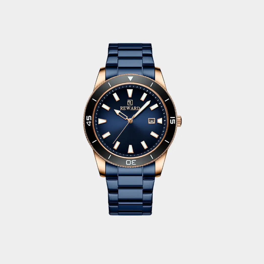 Relógio casual masculino azul Reward VIP Heritage 42mm vista frontal