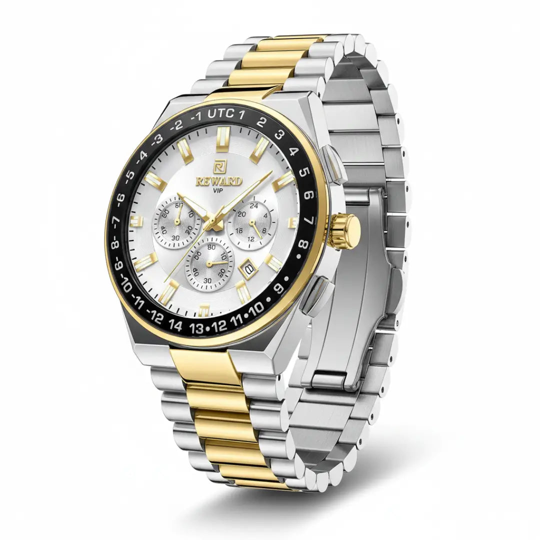 Relógio casual masculino bicolor Navigator Master 44mm visto de um ângulo de 3/4