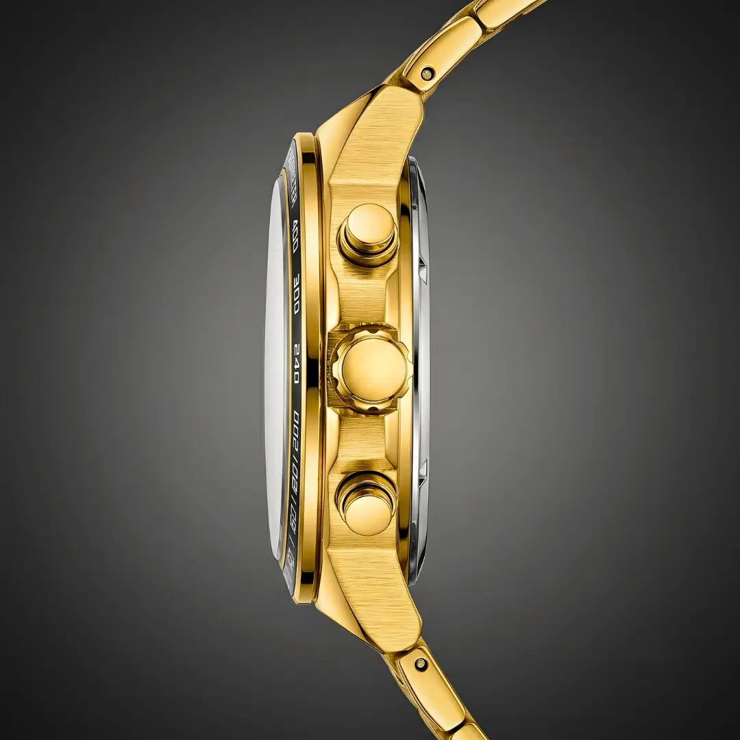 Relógio casual masculino dourado Reward VIP Magnus 45mm vista de perfil lateral da caixa