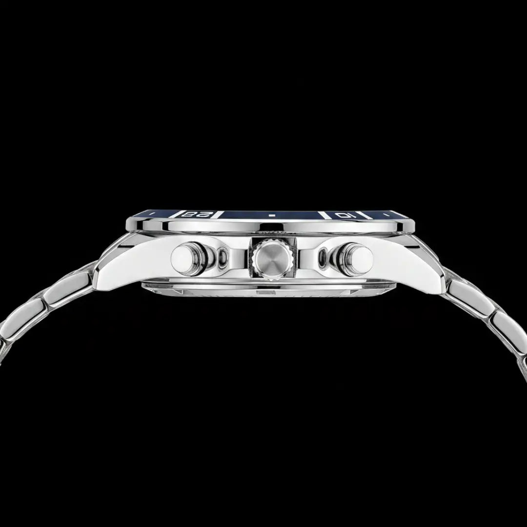 Relógio casual masculino prata Reward VIP Essence 44mm vista da caixa em aço