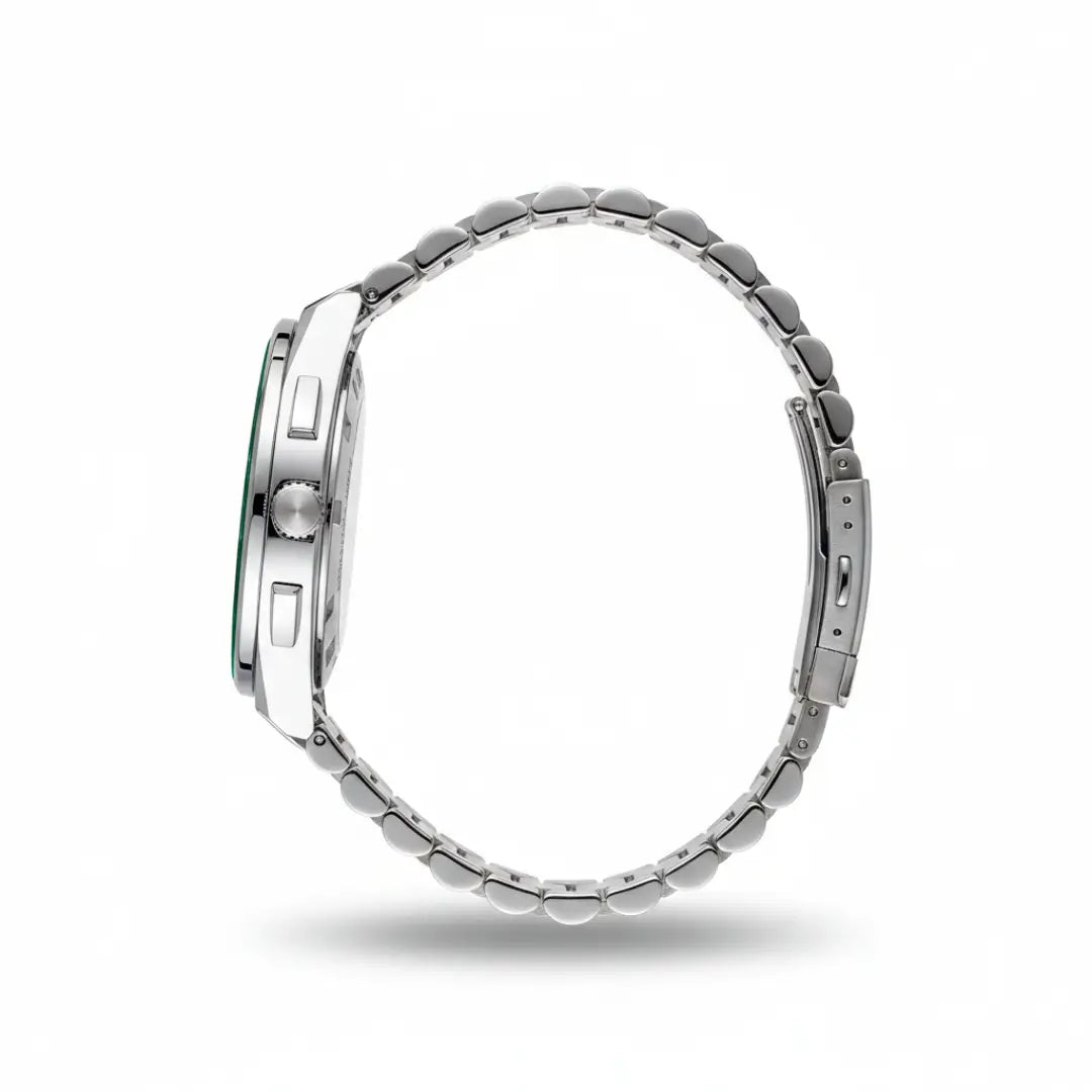 Relógio casual masculino prata Navigator Master 44mm visto interamente da lateral