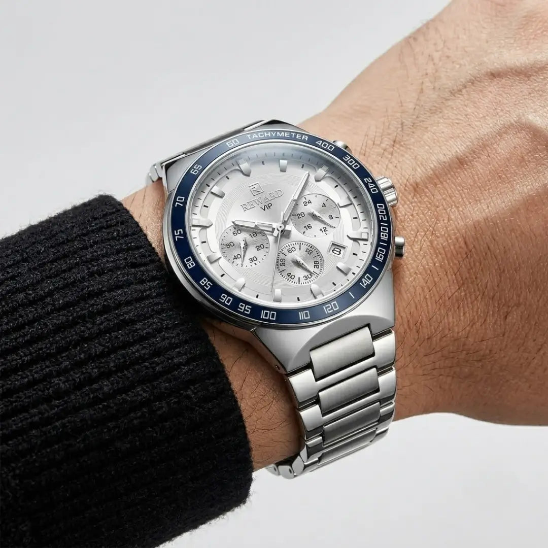 Relógio Casual Masculino Prata Reward VIP Magnus 45mm