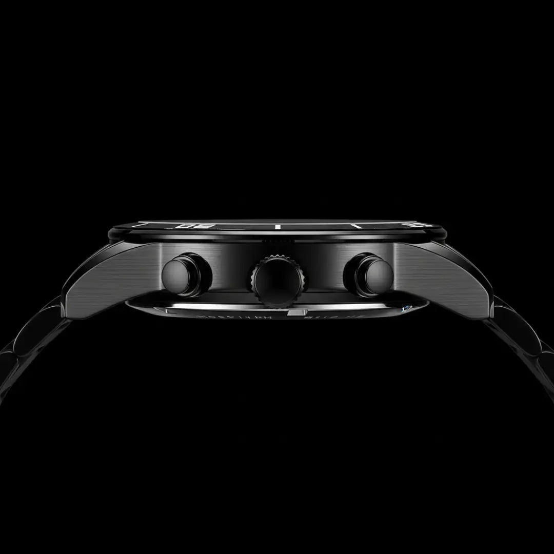 Relógio casual masculino preto com cronógrafo Reward VIP Aurion 44mm vista da caixa lateral