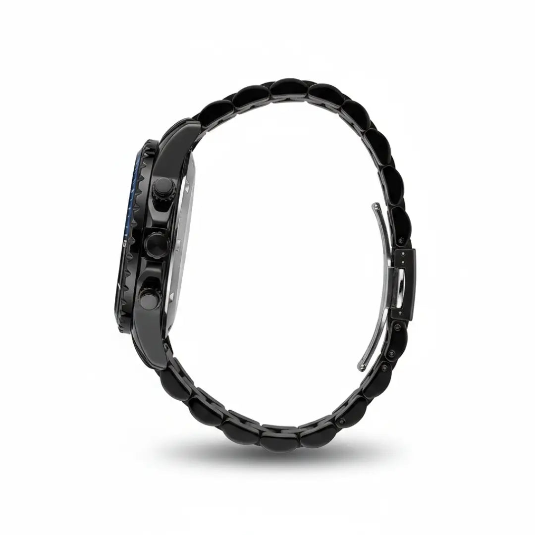 Relógio casual masculino preto com bisel canelado Reward VIP Essence 45mm vista lateral completa