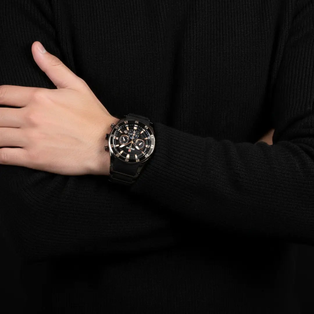 Relógio Esportivo Masculino Cronos Black 45 mm