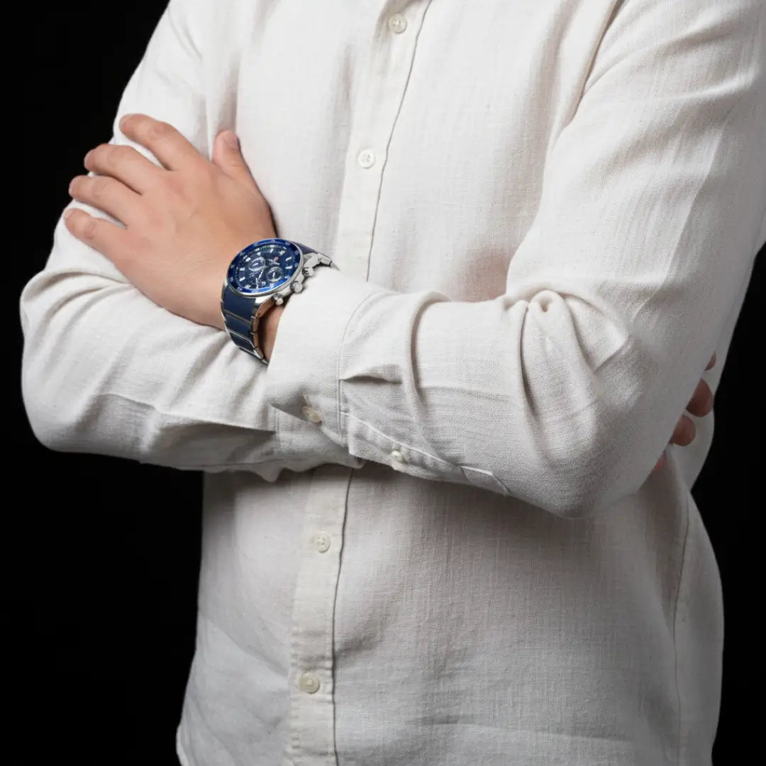 Relógio Esportivo Masculino Cronos Blue 45 mm