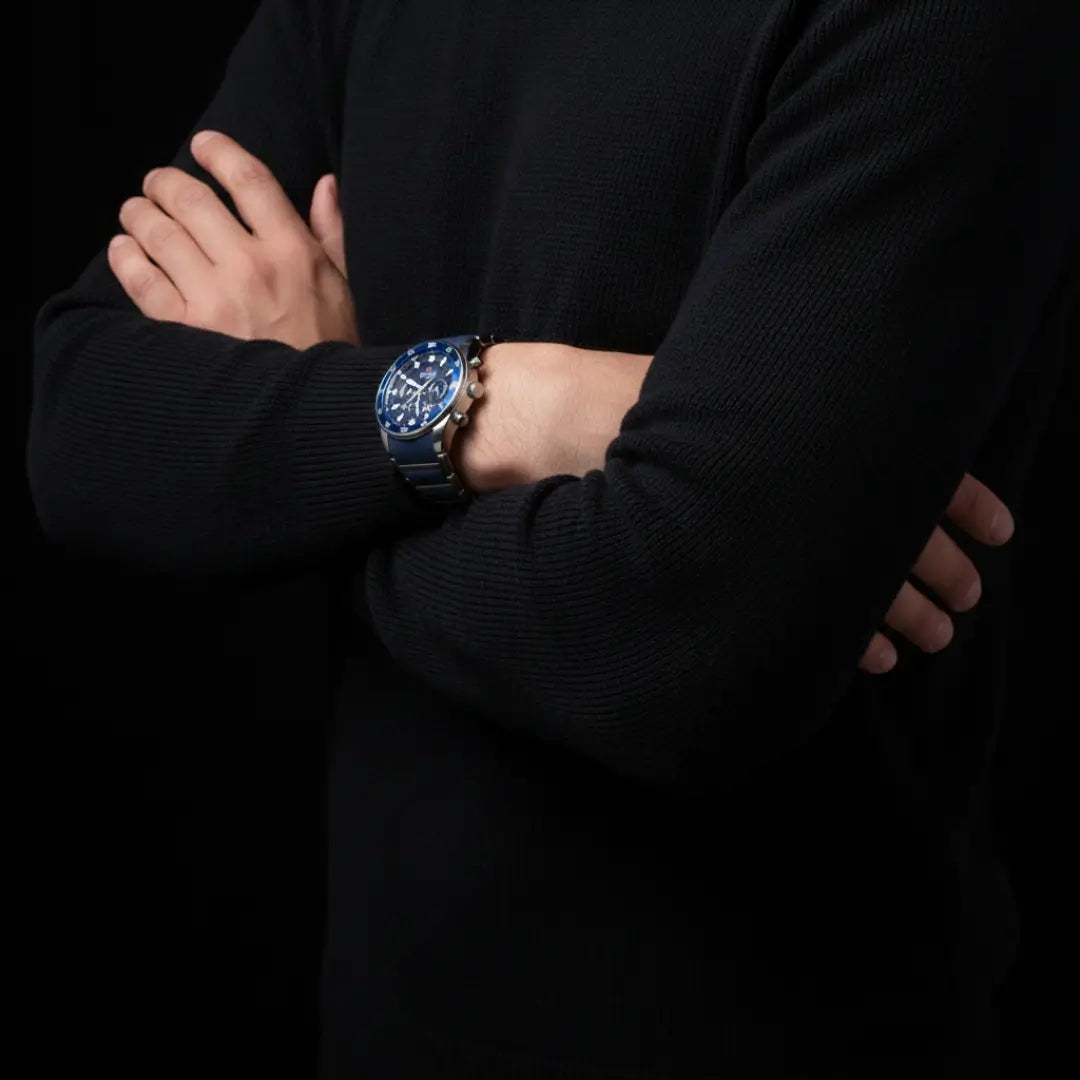 Relógio Esportivo Masculino Cronos Blue 45 mm