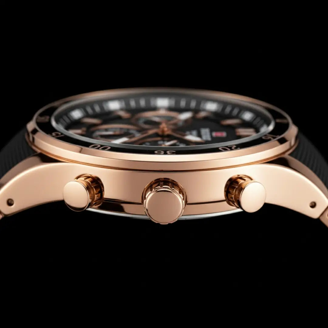 Relógio Esportivo Masculino Cronos Rose Gold 45 mm