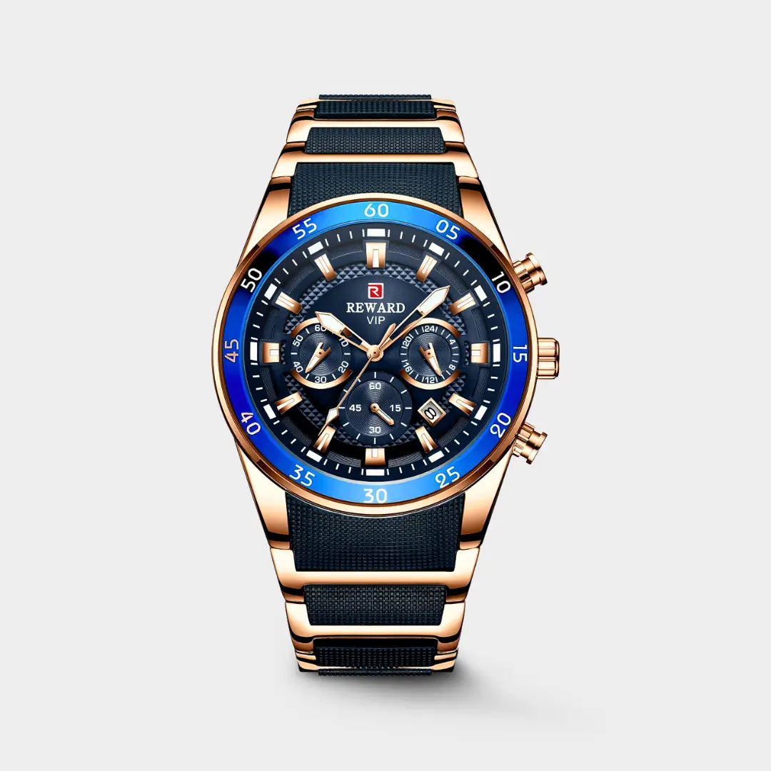 Relógio Esportivo Masculino Cronos Gold Blue 45 mm