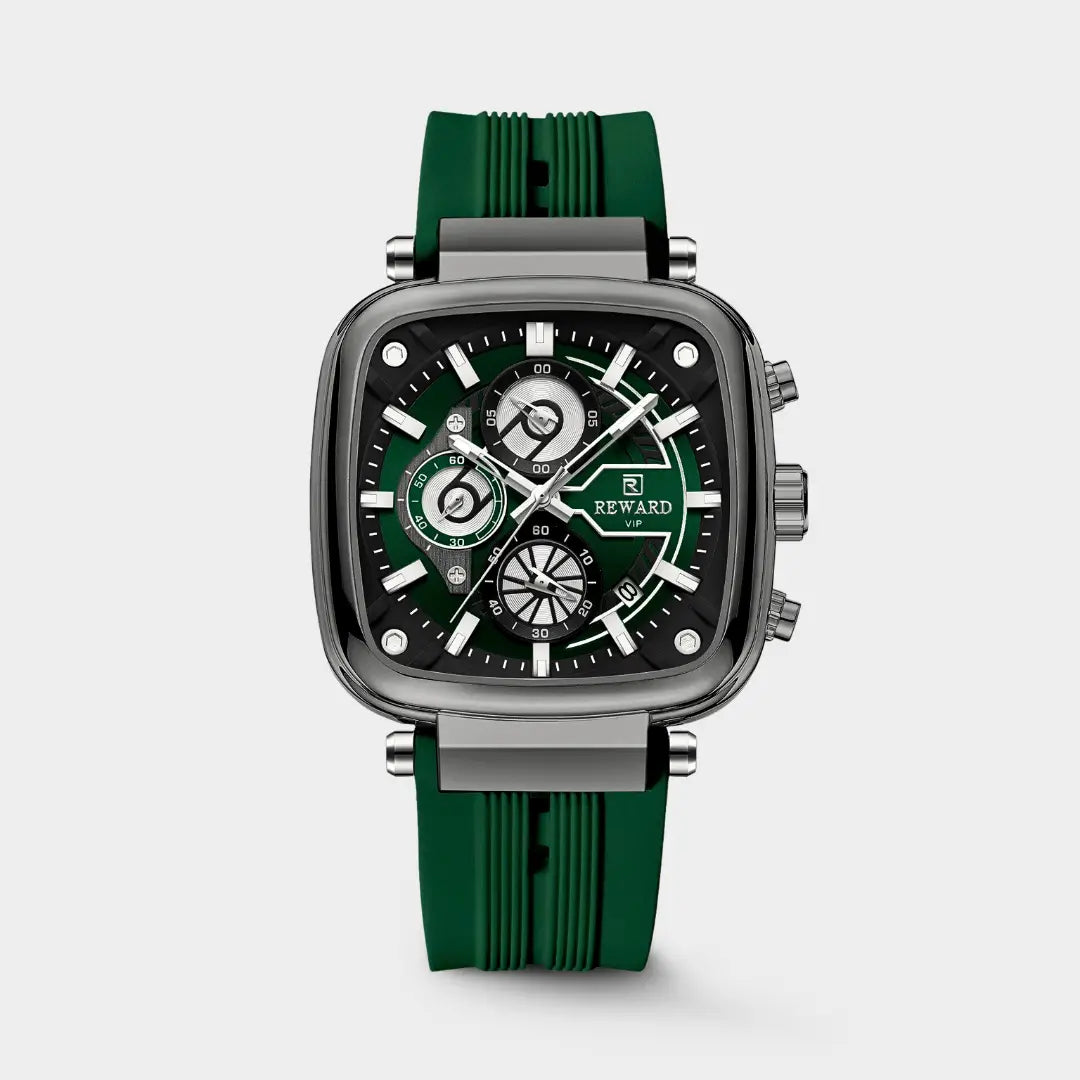 Relógio esportivo masculino verde Reward VIP Monaco Sport com vista frontal