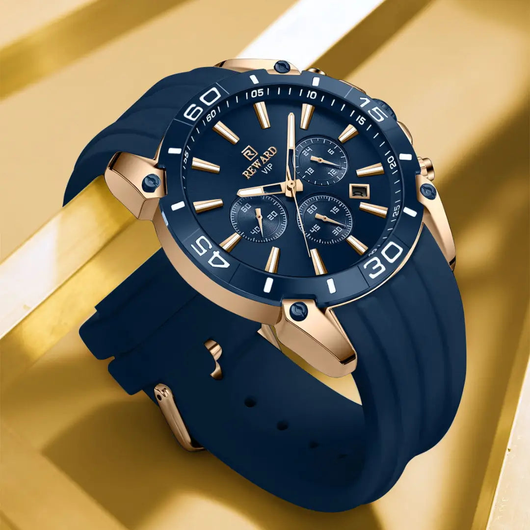 Mostrador azul de relógio masculino esportivo – Reward Vip