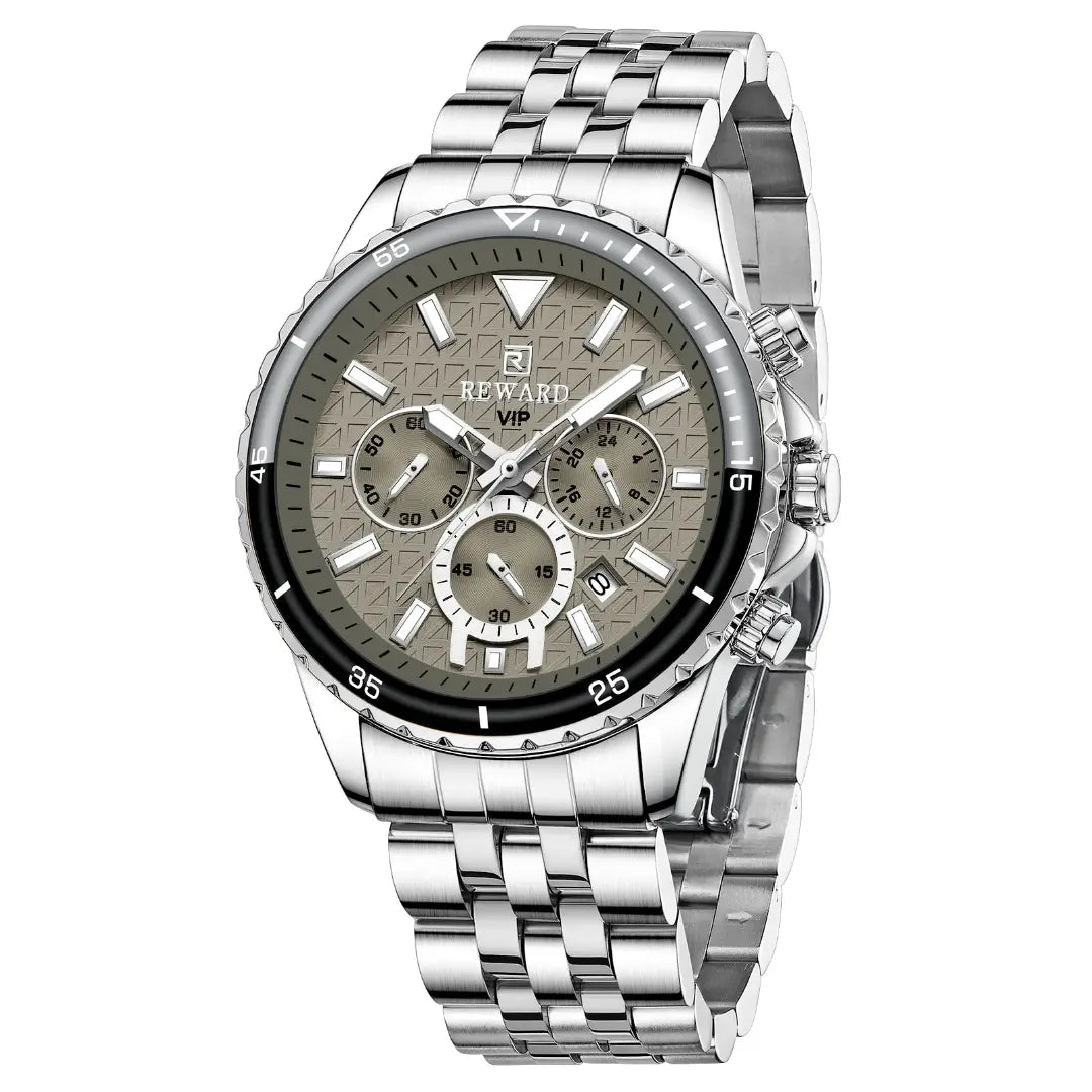 Relógio masculino prata Reward VIP essence - lateral