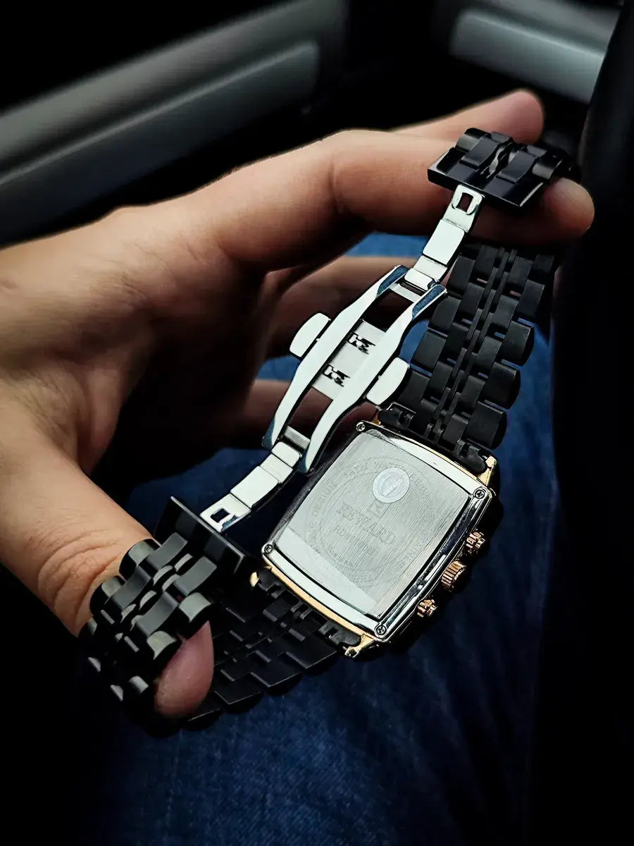 Fecho prata do relógio masculino preto Reward VIP Monaco