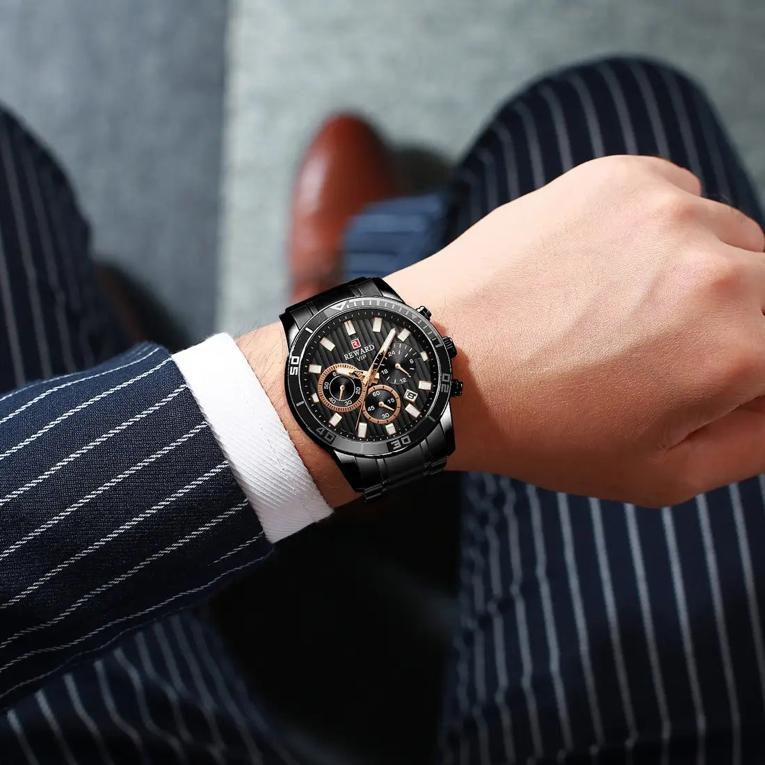 Pulseira preta em aço – relógio masculino Aurion estilo urbano