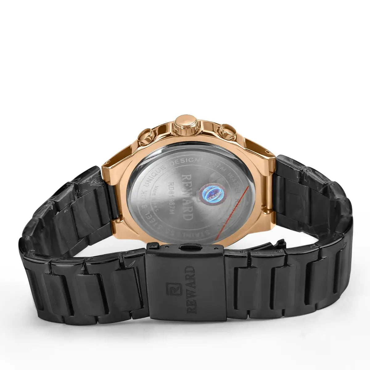 Relógio Masculino Preto e Dourado Reward VIP Magnus com movimento quartzo