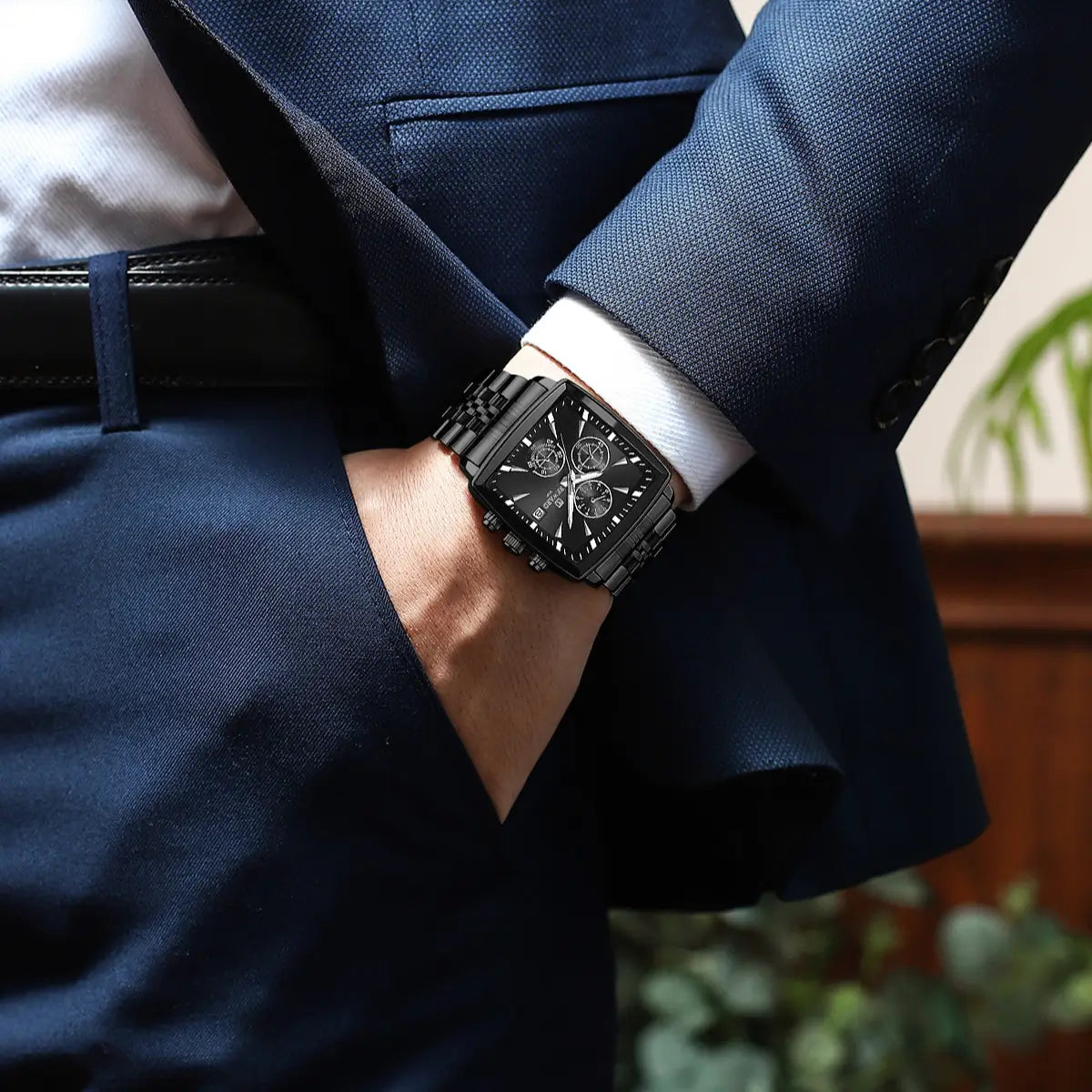 Relógio masculino preto Reward VIP Monaco com movimento quartzo - no pulso