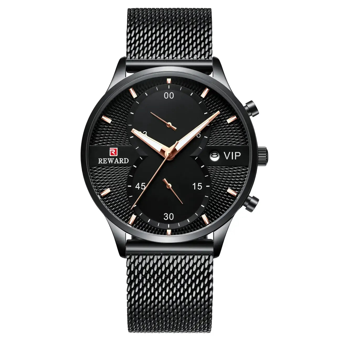 Relógio masculino preto reward vip linéar black - frente