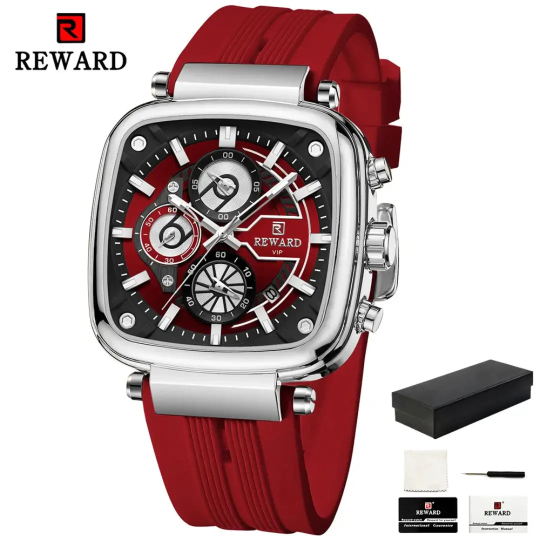 Embalagem de luxo do relógio quadrado masculino vermelho REWARD VIP