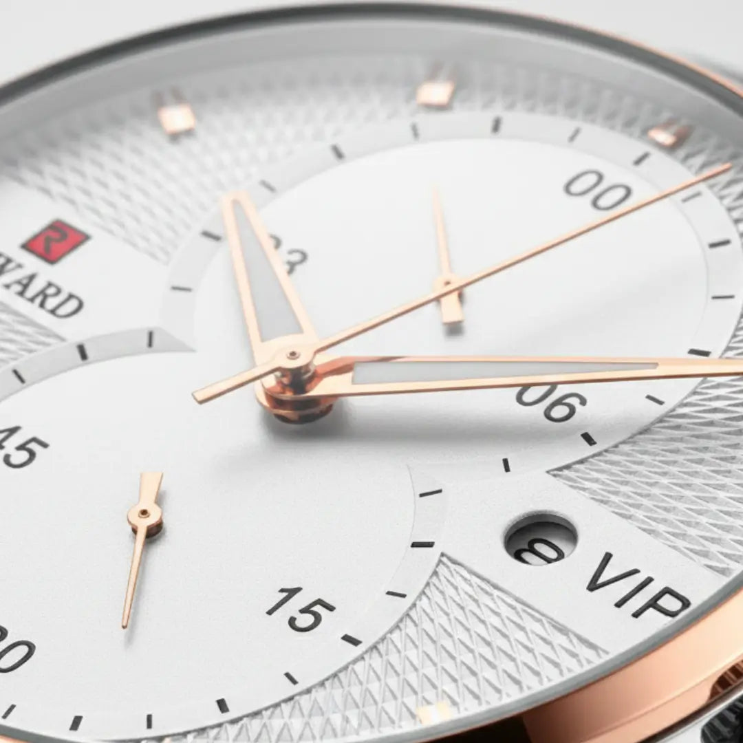 Ponteiros dourados do relógio minimalista masculino Linéar prata 45 mm