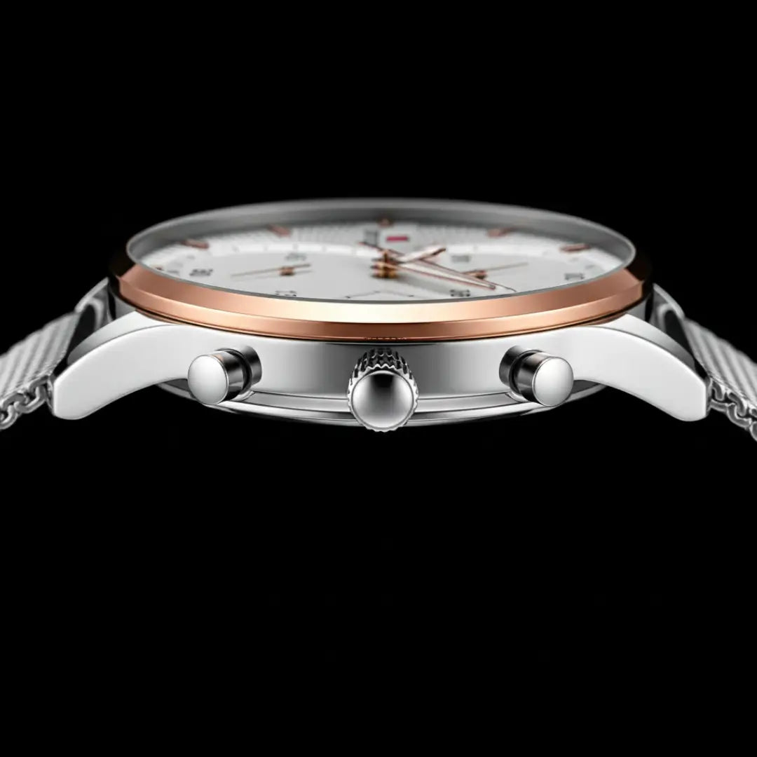 Caixa do relógio minimalista masculino Linéar Prata 45 mm com acabamento metálico