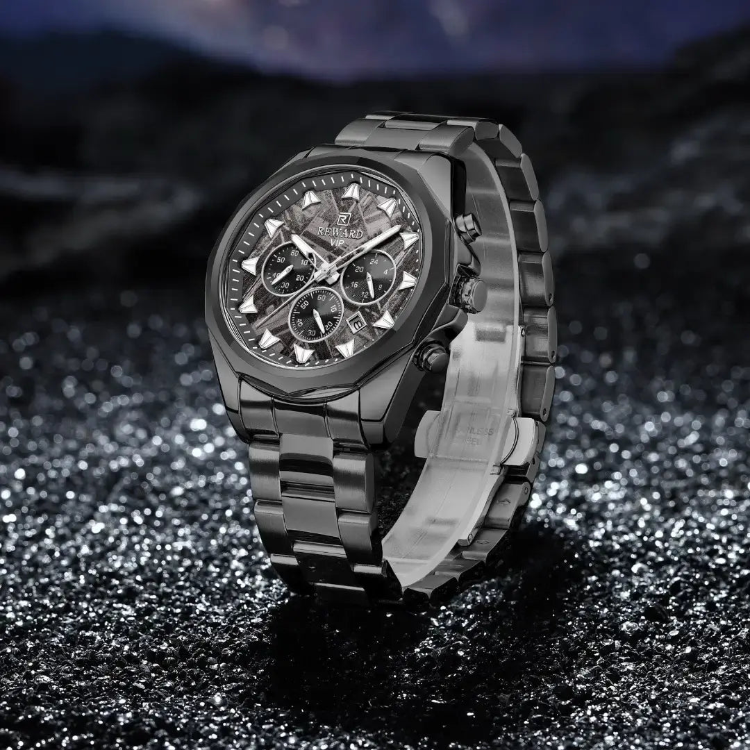 Relógio masculino preto com estilo casual e mostrador personalizado