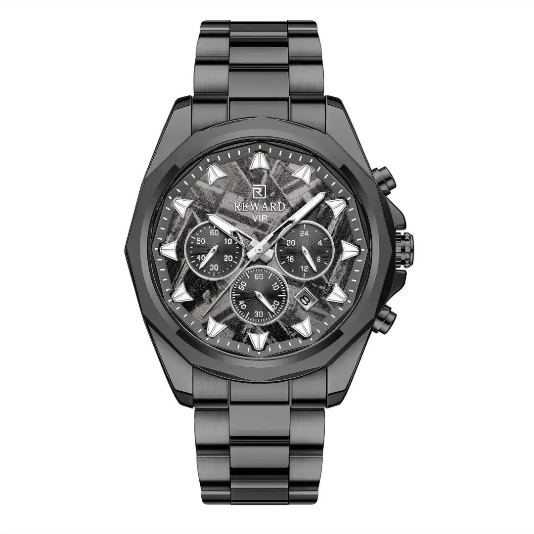 Relógio masculino preto reward vip vanguard visto de frente