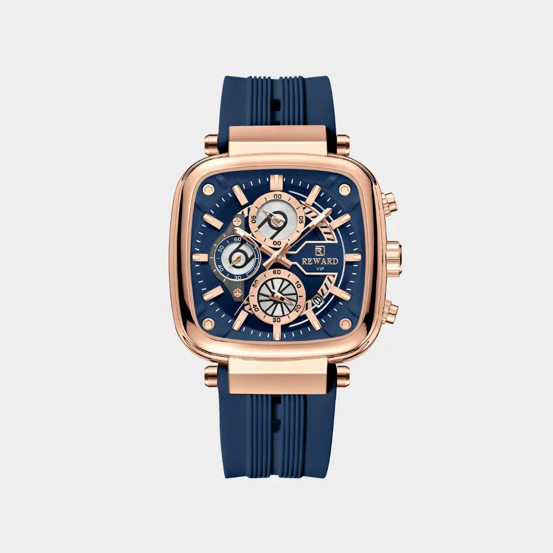 Relógio quadrado masculino com design esportivo monaco 44mm visto de frente