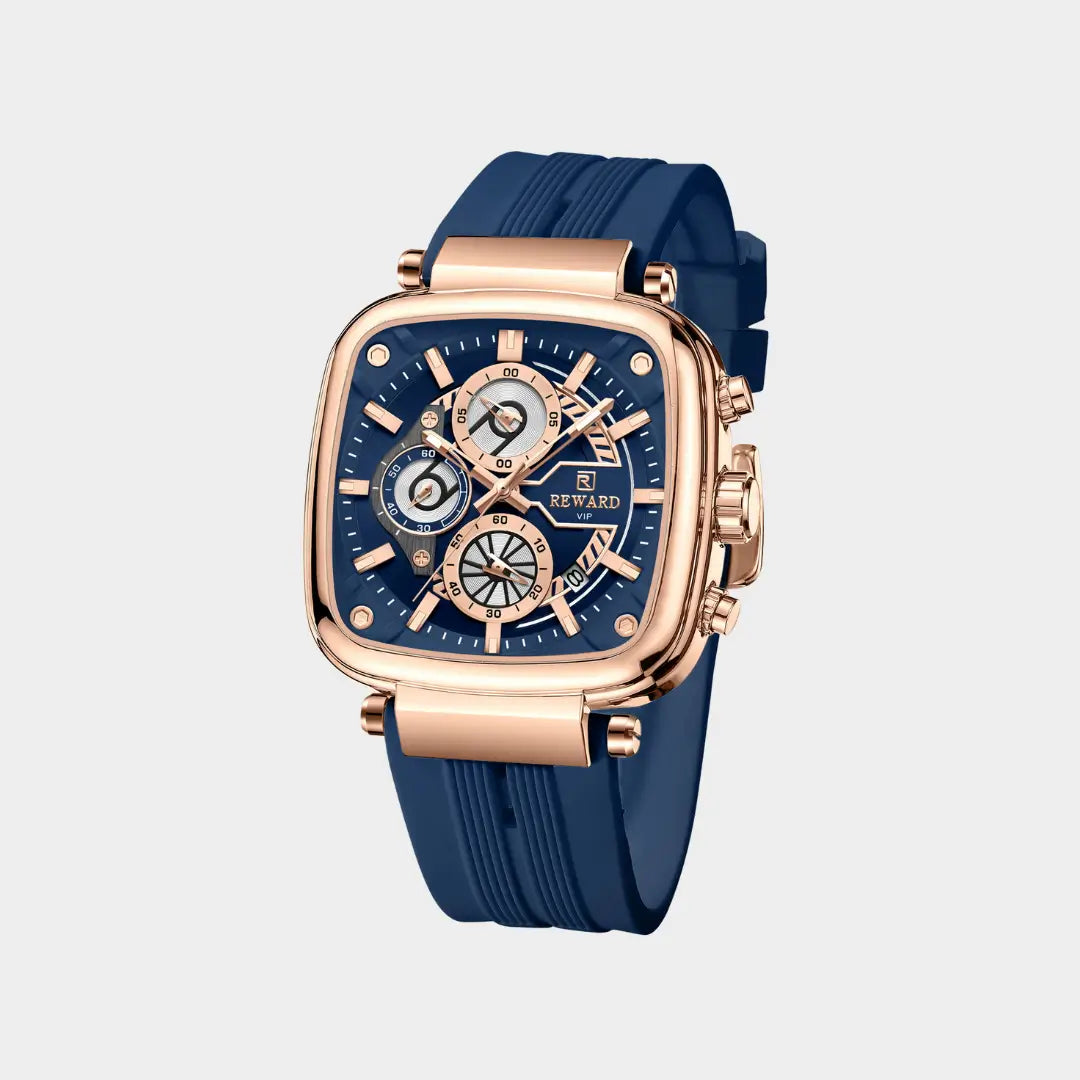 Relógio quadrado masculino com design esportivo monaco 44mm visto da lateral