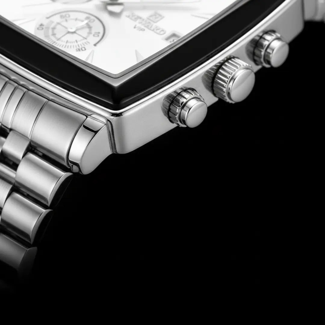 Relógio Quadrado Masculino Prata Monaco Chronograph 40 mm