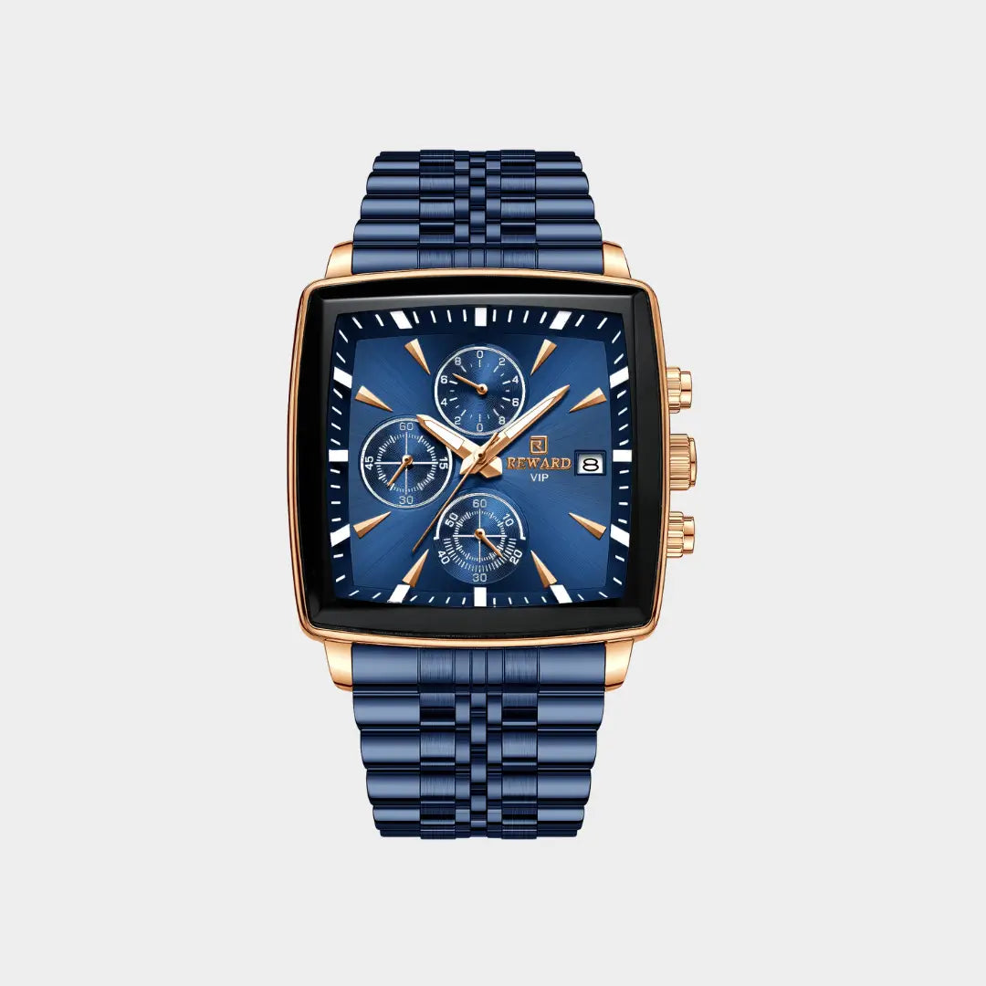 Relógio Quadrado Masculino Azul Monaco Chronograph 40mm