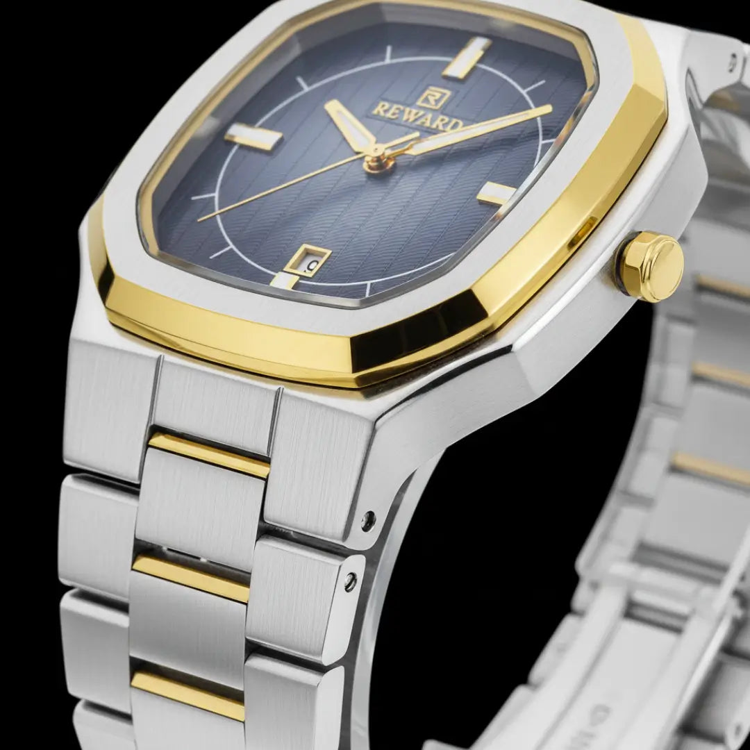 Relógio social masculino bicolor signature 38mm com vista do cristal e mostrador