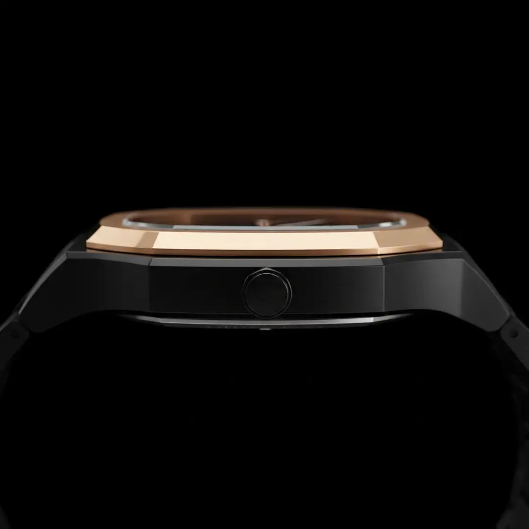 Relógio social masculino preto Signature 38mm vista da caixa lateral