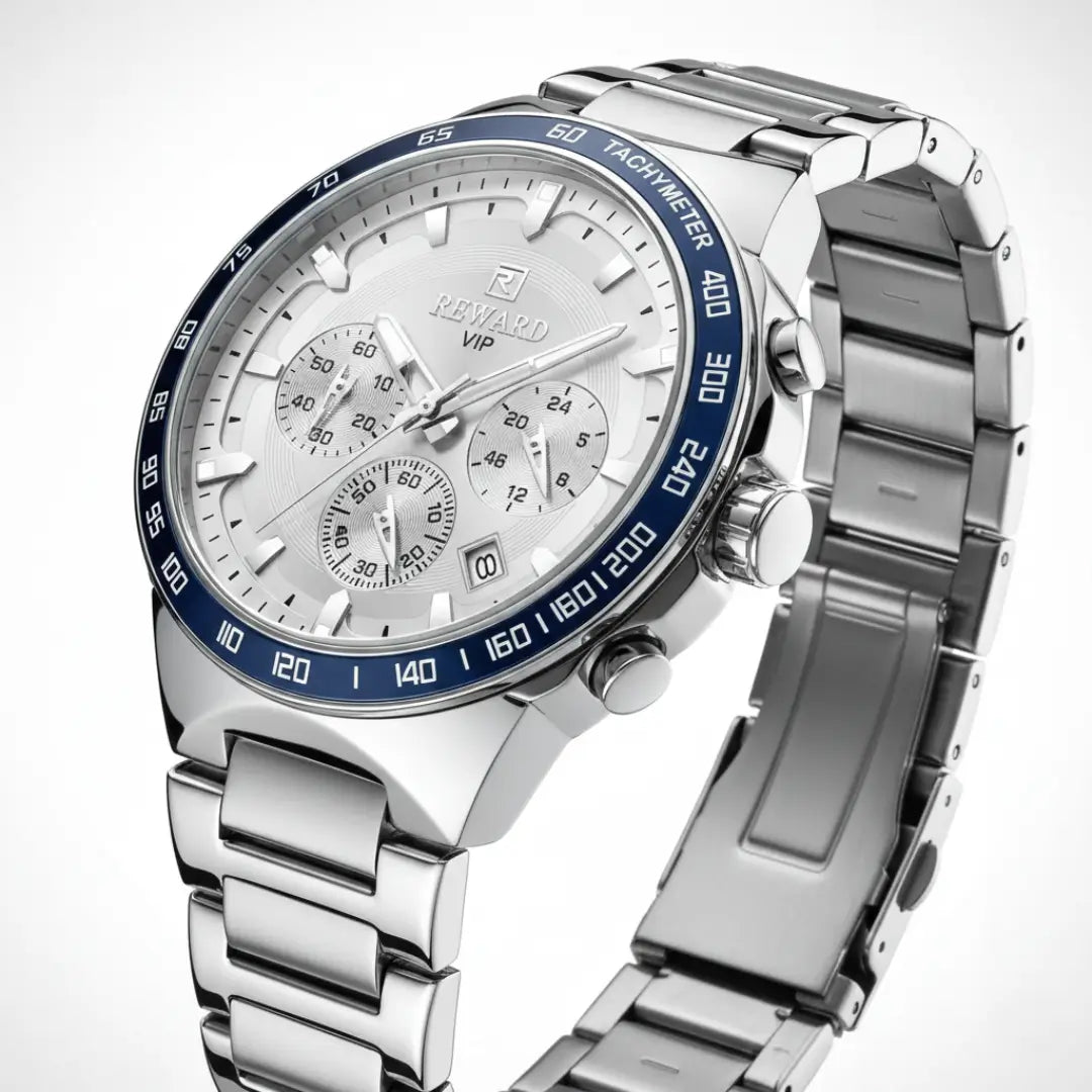 Relógio Casual Masculino Prata Reward VIP Magnus 45 mm