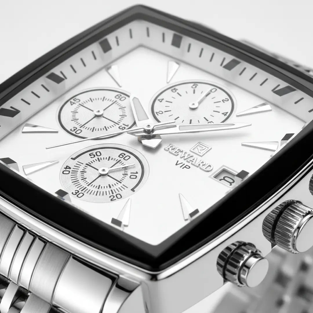 Relógio Quadrado Masculino Prata Monaco Chronograph 40 mm