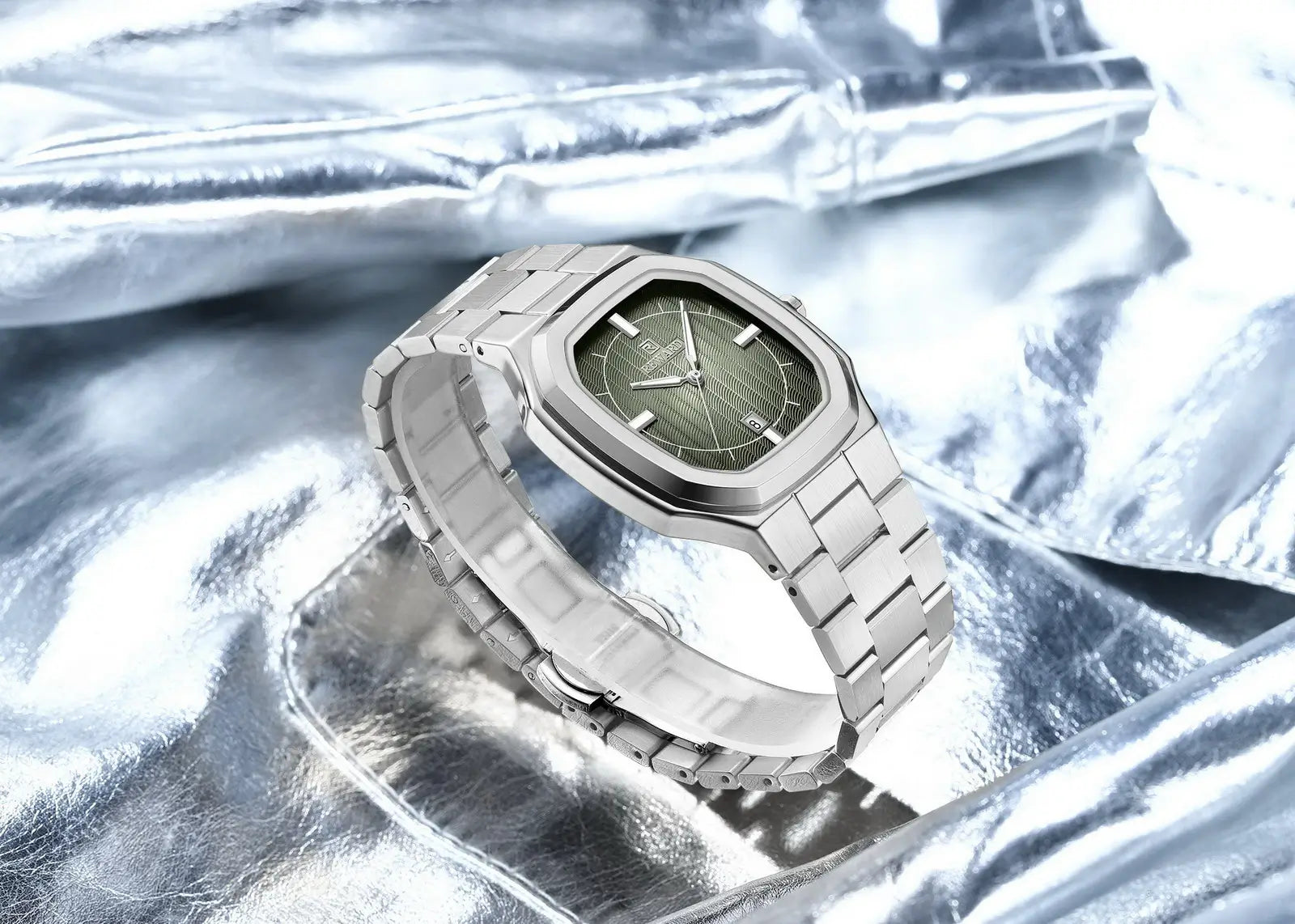 Relógio masculino Reward VIP Nautilus com pulseira de aço inoxidável e design sofisticado