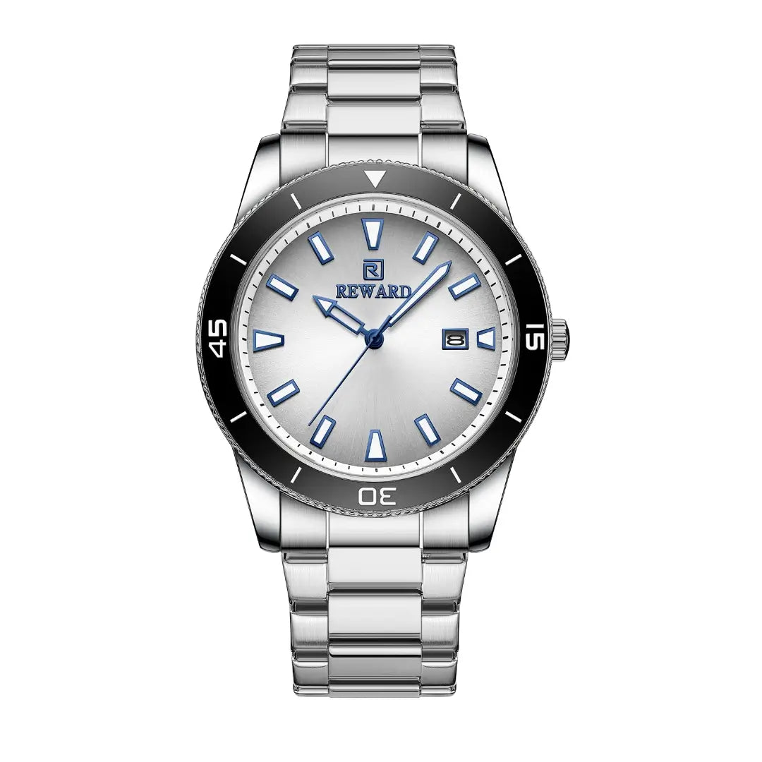 Relógio masculino prata reward vip heritage com movimento quartzo seiko