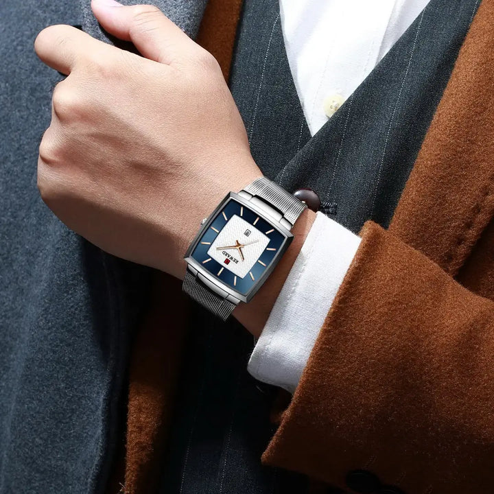 Relógio masculino prata Reward monaco prestige com movimento quartzo seiko - no pulso 