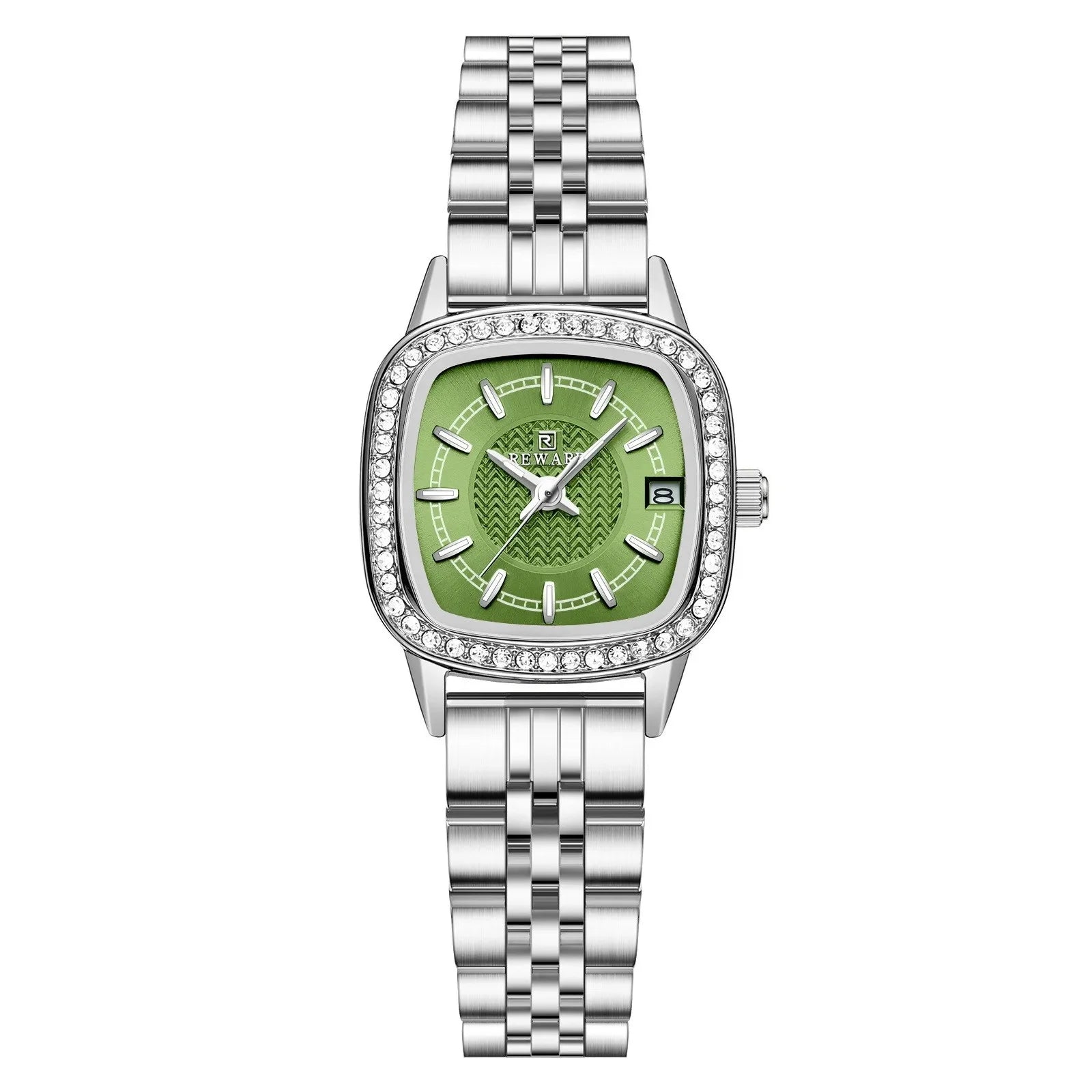 Relógio Quadrado Feminino Pequeno Elegance Mini 23mm Verde