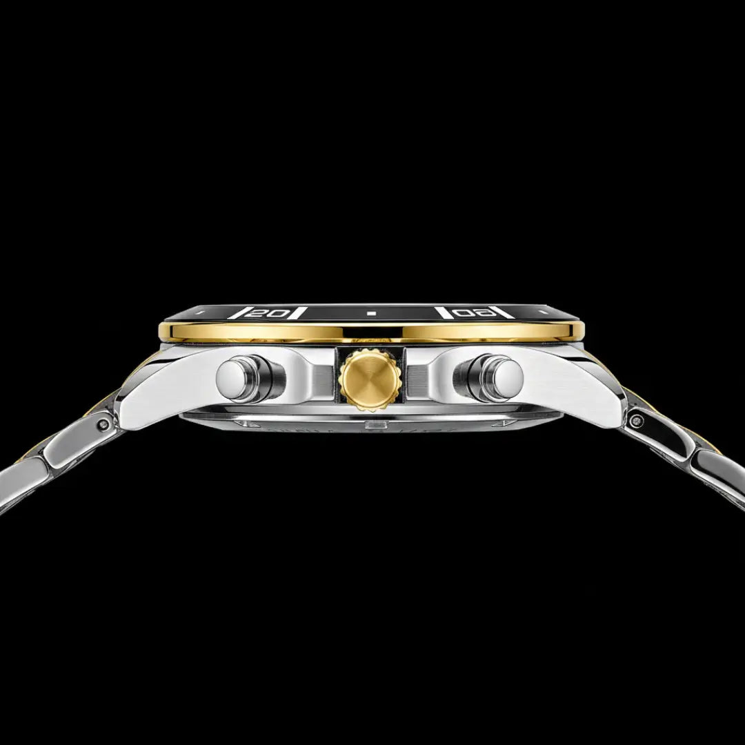 Relógio casual masculino bicolor Reward VIP Essence 44mm vista com foco na caixa 