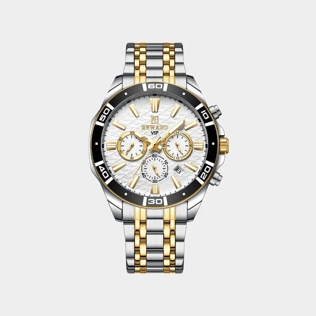 Relógio casual masculino bicolor Reward VIP Essence 44mm visto em ângulo frontal