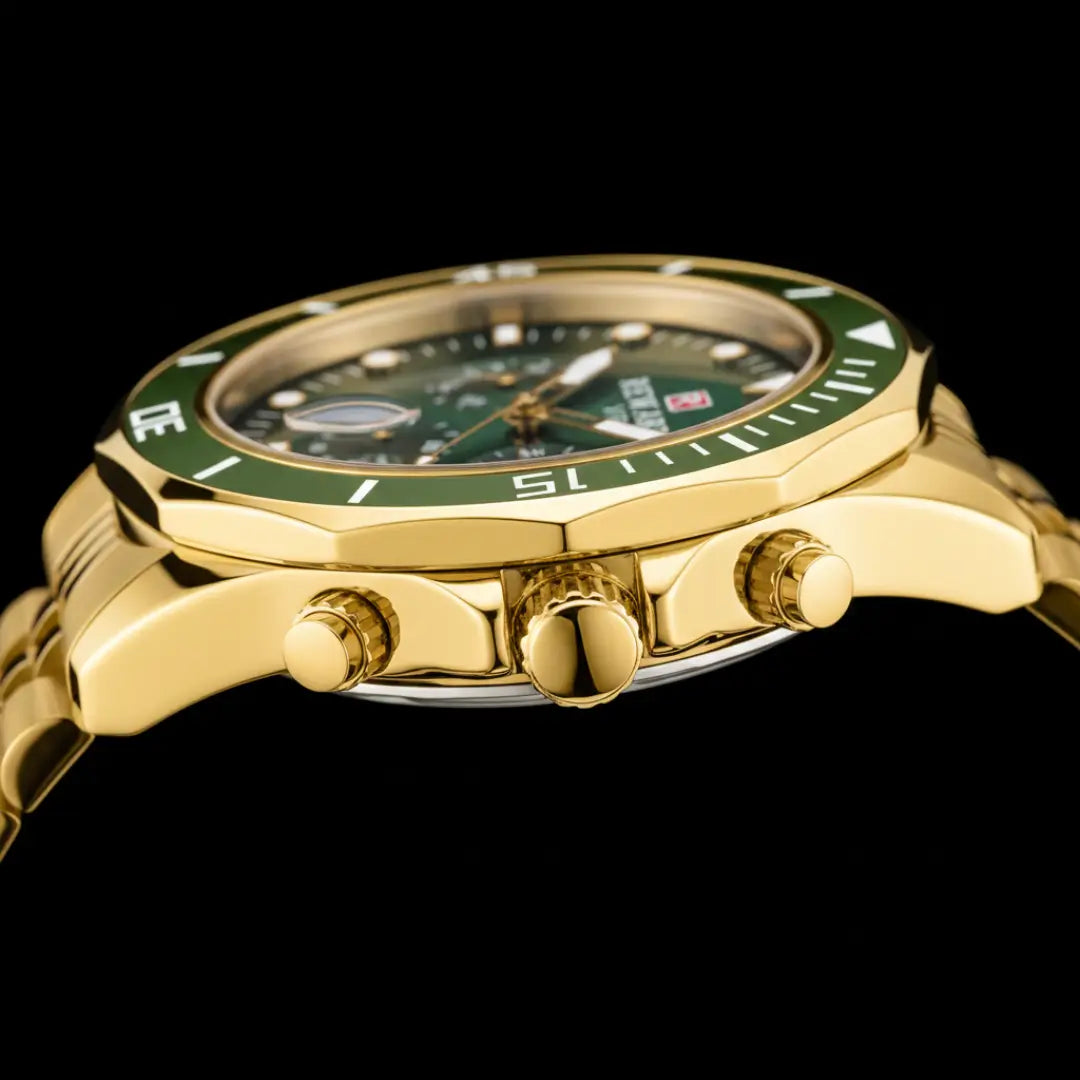 Relógio Casual Masculino Dourado Atlas 44 mm