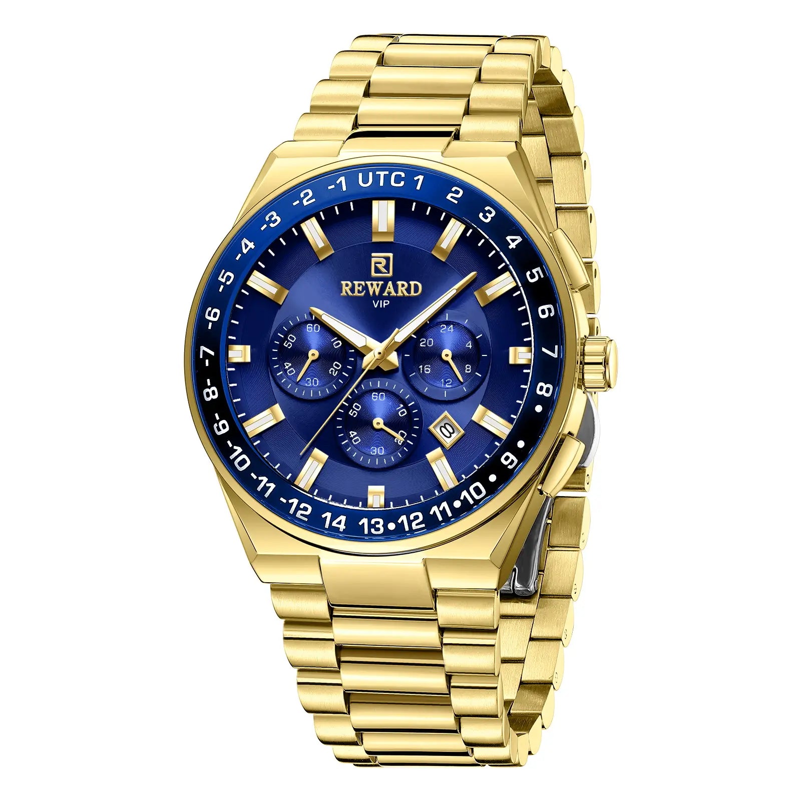 Relógio Casual Masculino Bicolor Reward VIP Navigator Master UTC