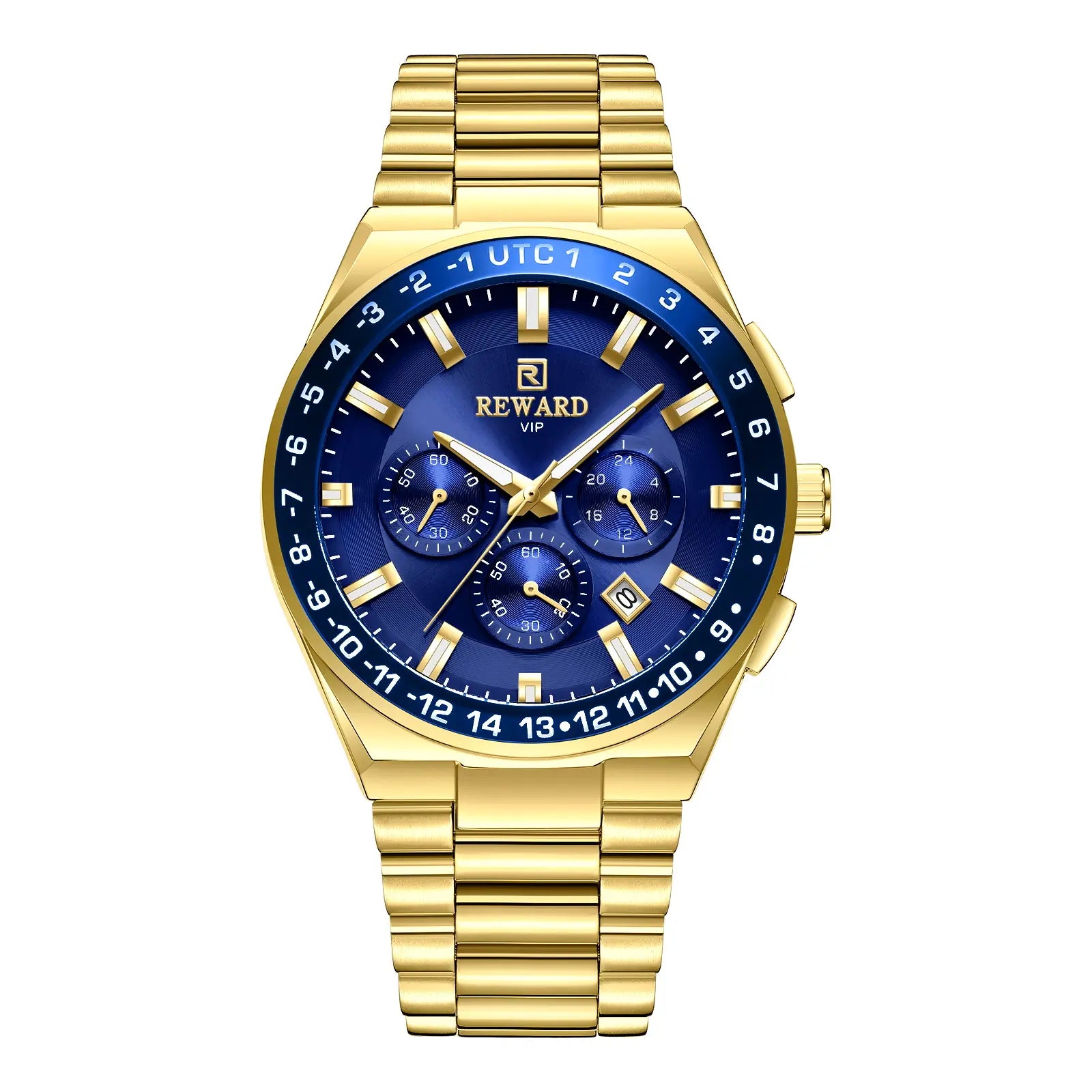 Relógio Casual Masculino Bicolor Reward VIP Navigator Master UTC