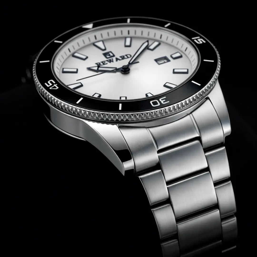 Relógio casual masculino prata Reward VIP Heritage 42mm vista do bisel