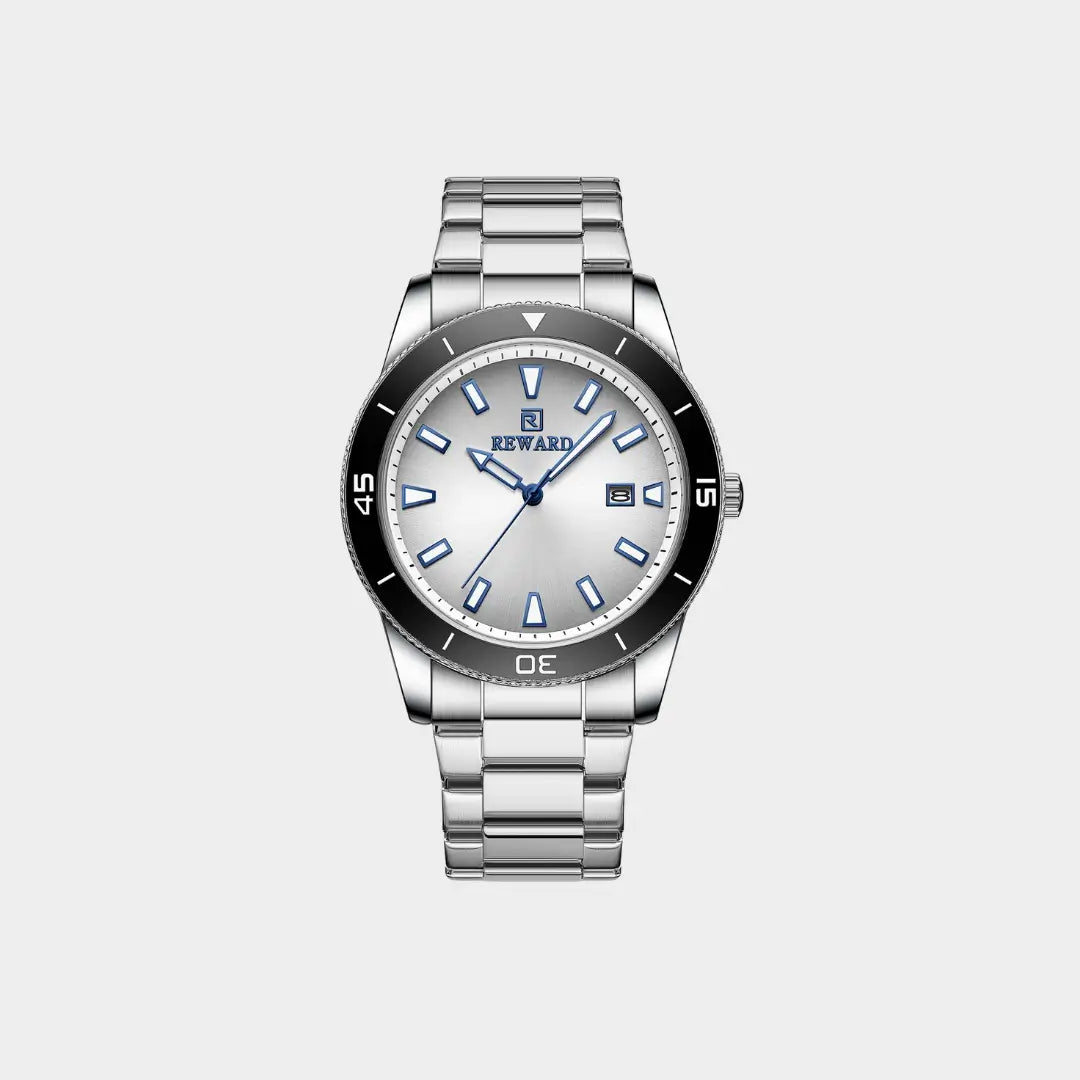 Relógio casual masculino prata Reward VIP Heritage 42mm vista frontal