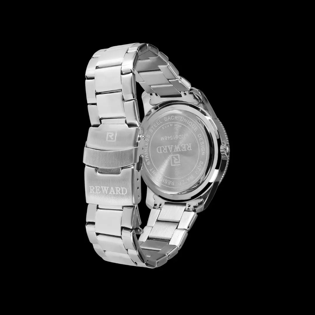 Relógio casual masculino prata Reward VIP Heritage 42mm vista da pulseira