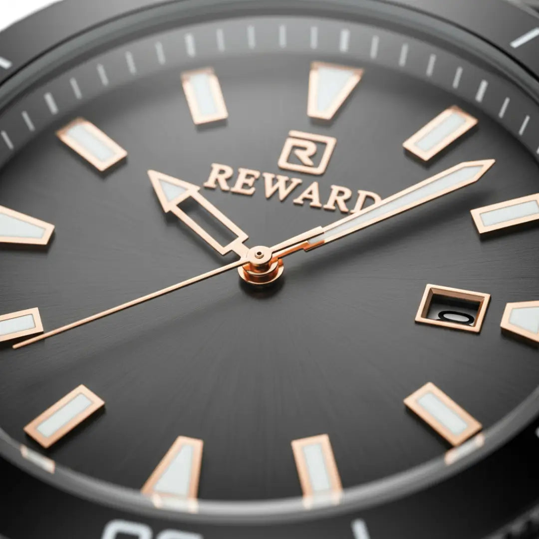 Relógio casual masculino preto Reward VIP Heritage 42mm vista do mostrador