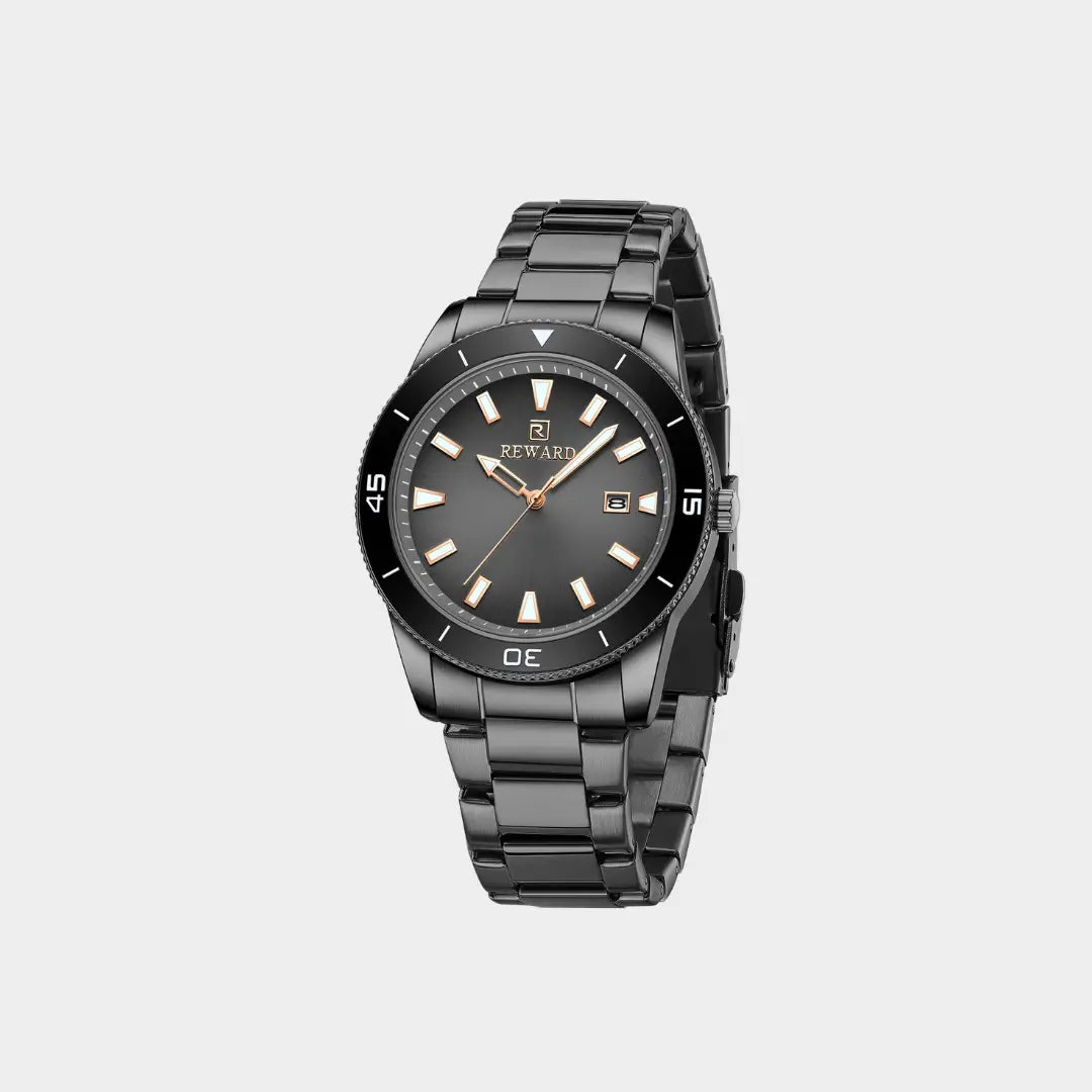 Relógio casual masculino preto Reward VIP Heritage 42mm vista semi lateral