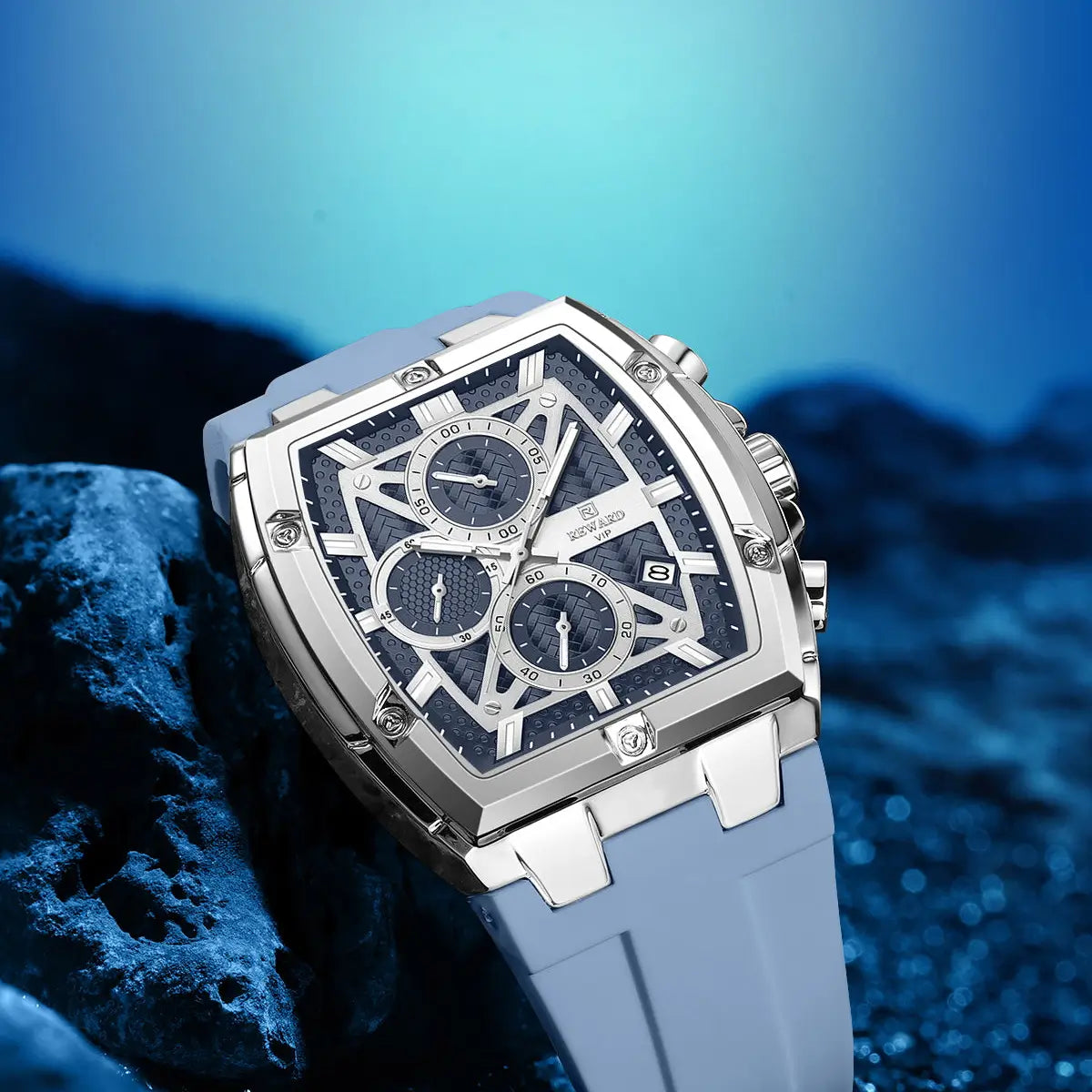 Relógio esportivo masculino azul Reward VIP GrandMaster com vista do cristal mineral