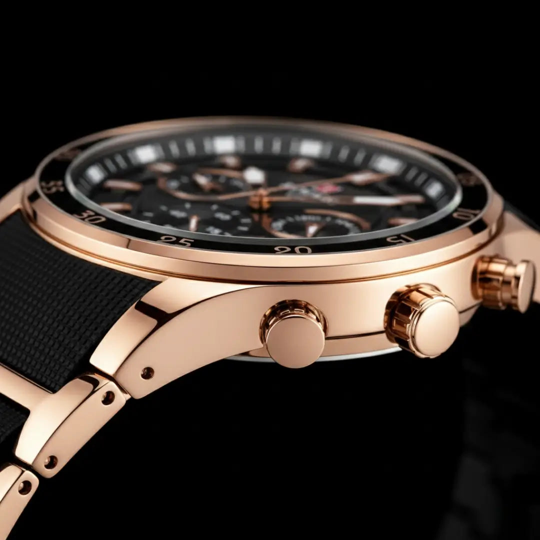 Relógio Esportivo Masculino Cronos Rose Gold 45 mm